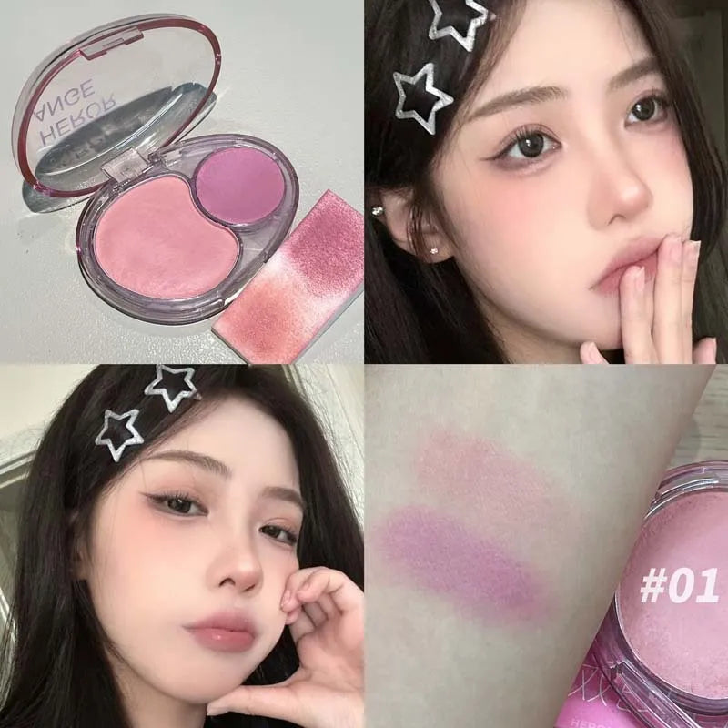 Two-tone Blusher Cream Vibrant Red Pink Cheek & Lip Mud Shrink Expansion Grey Rose Color Natural Nude Brown Makeup Matte Rouge