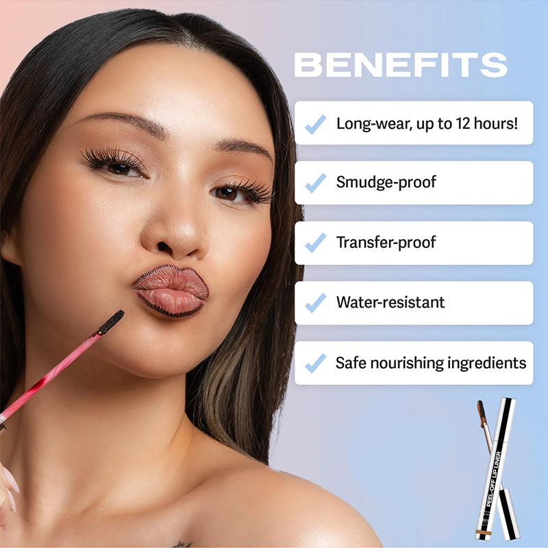Lip Liner Waterproof Peel Off Tattoo Lip Gloss Waterproof Long Lasting Matte Lip Tint Brown Contour Tear-off Lips Stain
