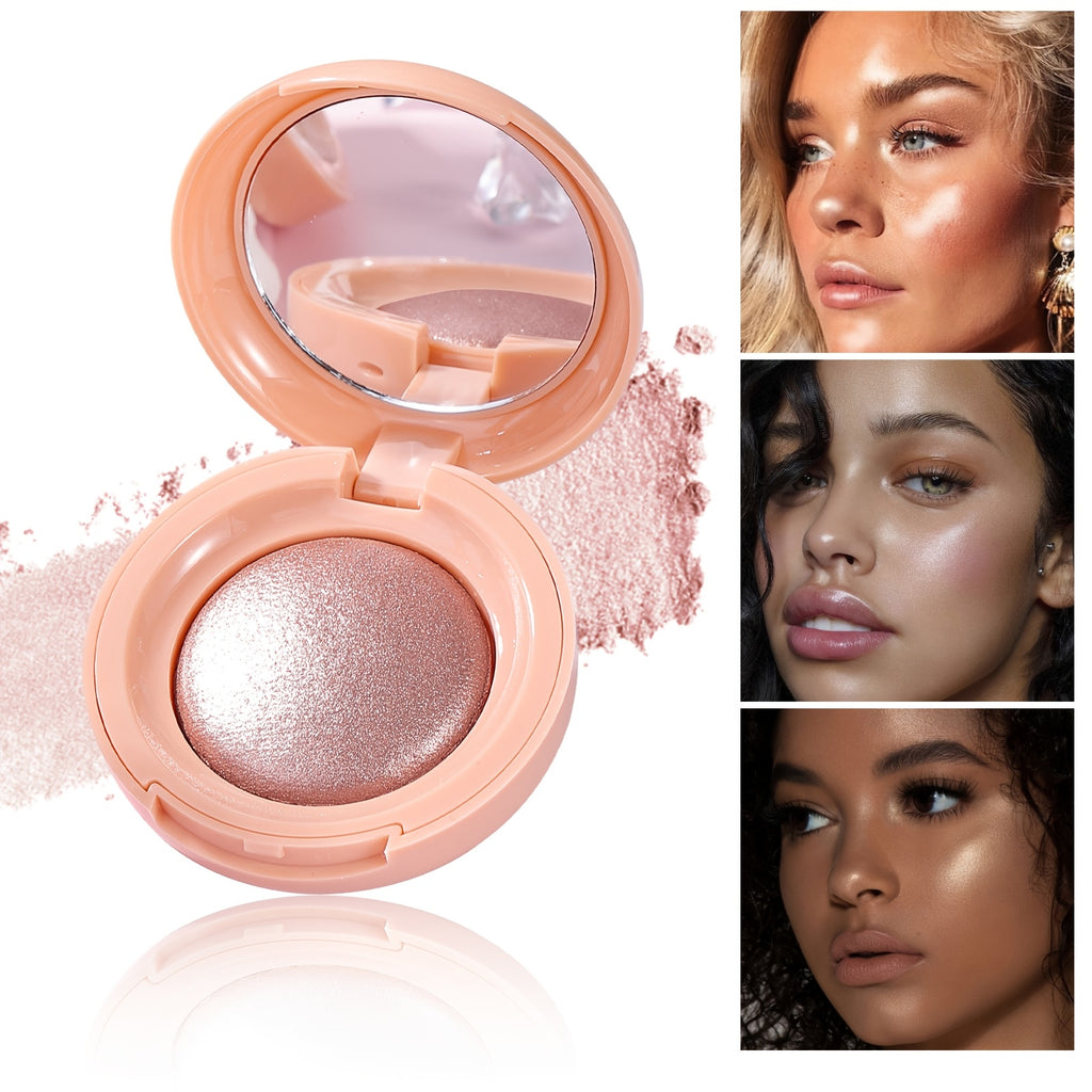 Face Highlighter Palette High Glossy Face Illuminator Palette Natural Glow Finish Pearl Shimmer Smooth Baked Powder
