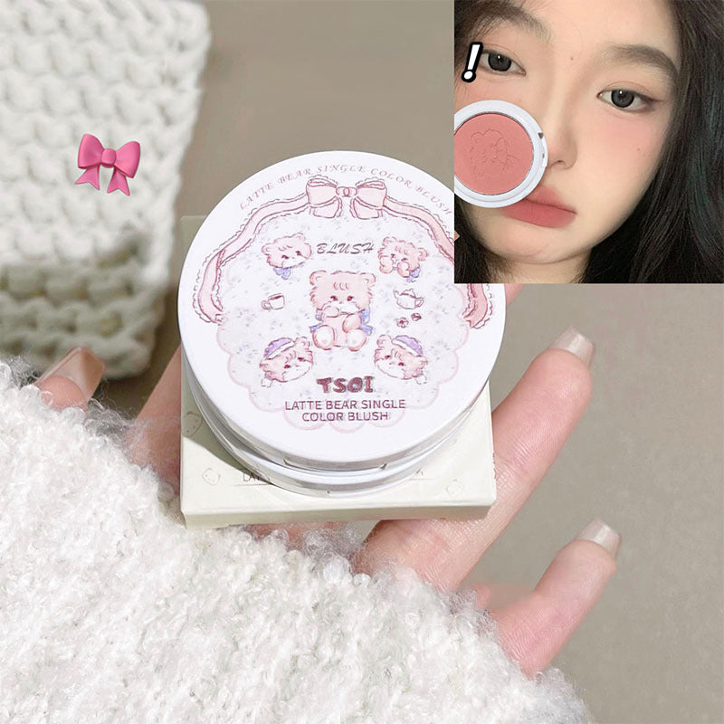 Monochrome Cute Blusher Peach Milk Pink Cream Natural Cheek Tint Brighten Waterproof Matte Face Contouring Blush Palette Makeup
