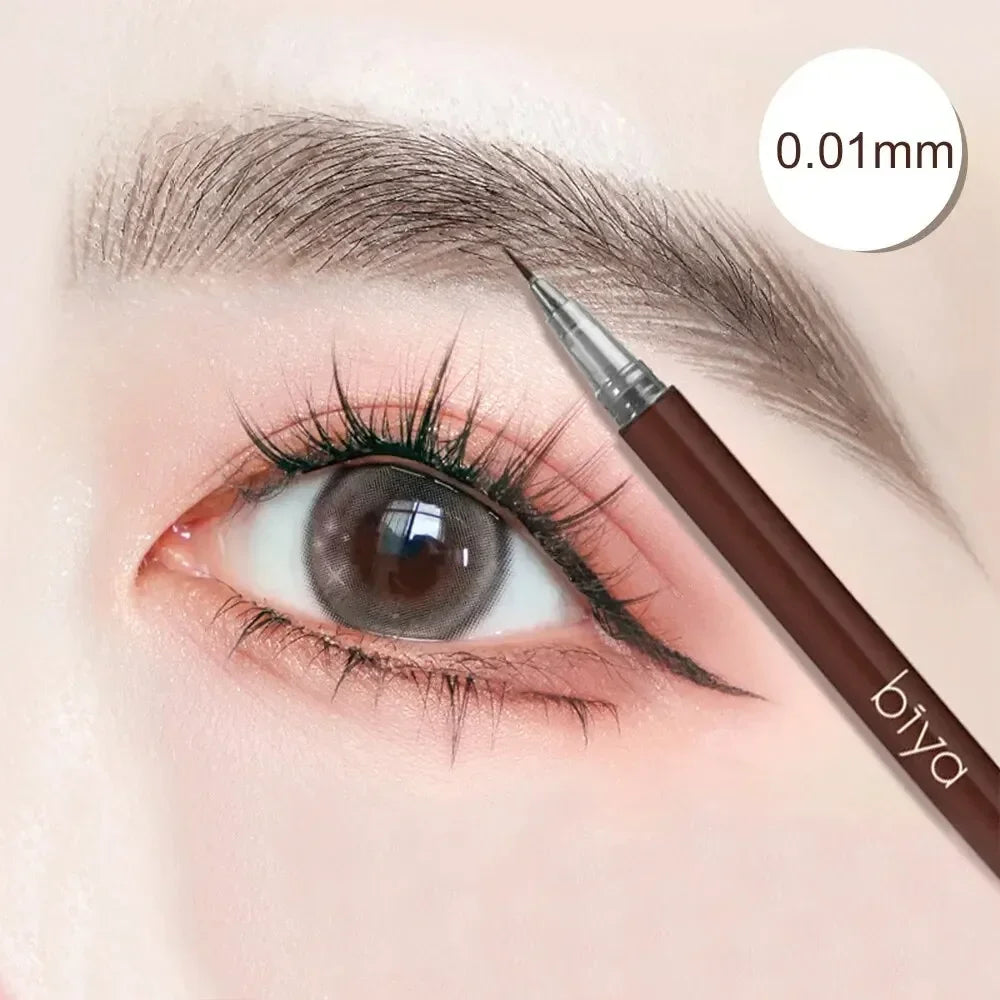 Biya Altra Thin Liquid Eyebrow Pen 0.01mm Waterproof Sweat-Proof Colorfast Easy-To-Draw Brown & Grey Eyebrow Pencil
