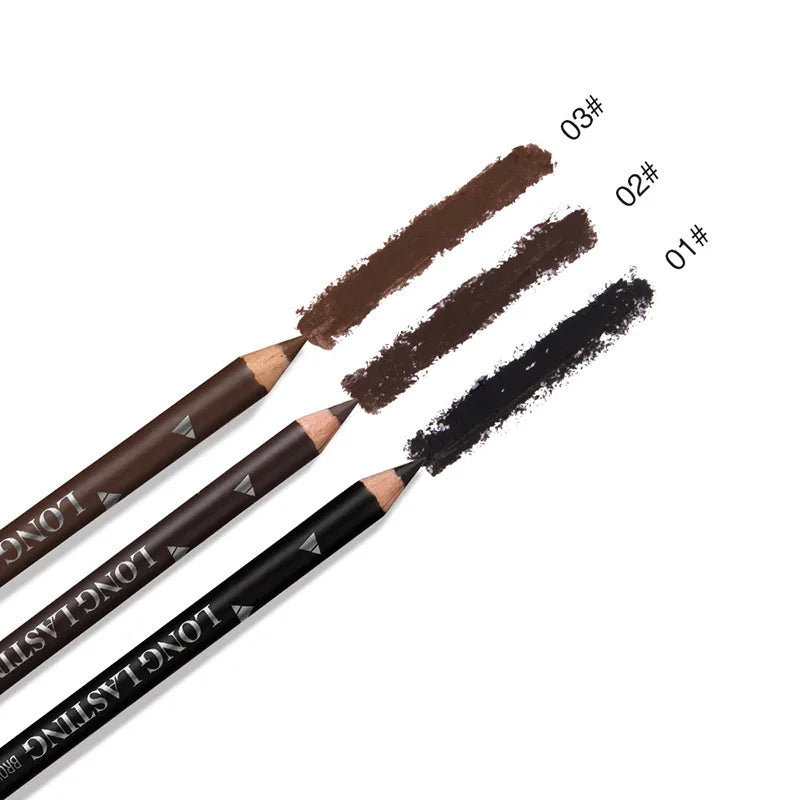 6pcs 3 colors Long Lasting Waterproof Eyebrow Pencils Double Use Wooden Pole Eyeliner Permanent Makeup Tattoo Accessories