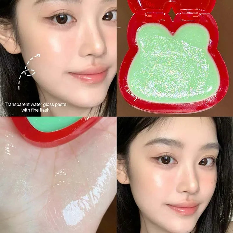 Cute Rabbit Water Gloss Cheek Cream Monochrome Blush Paste Mud Pink Tint Brighten Cheek Contour Rouge Waterproof Makeup Blusher