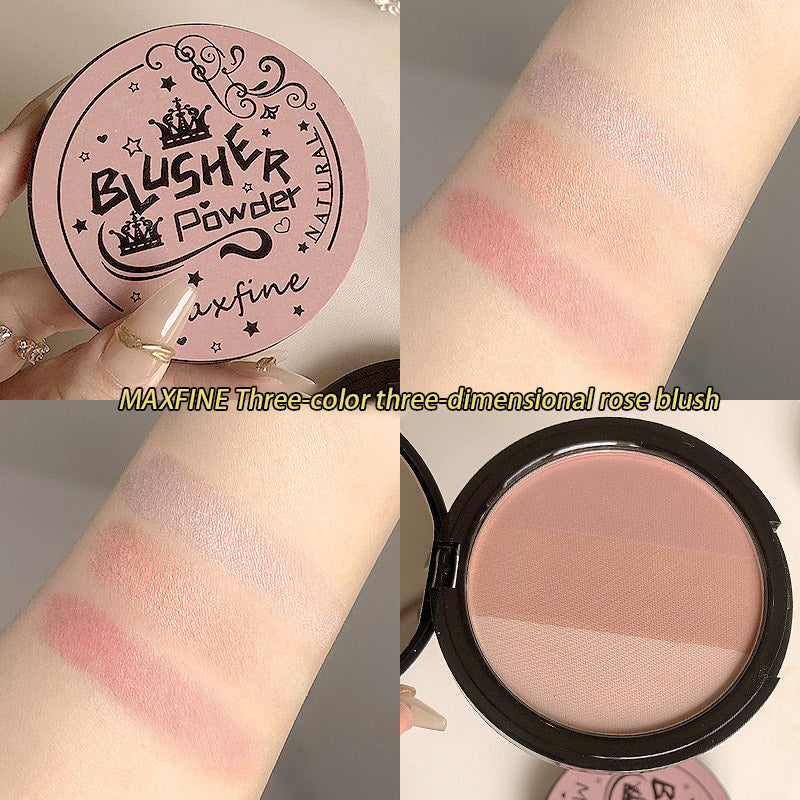 Three-color Blush Palette Delicate Long-lasting Waterproof Non-fading Eyeshadow Blush Integration Tray