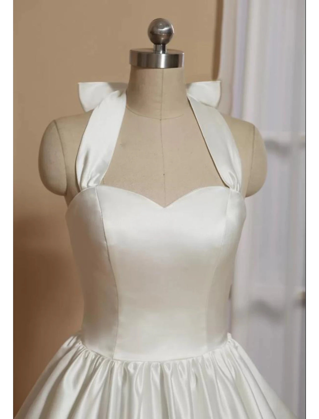 Ball Gown A-Line Cocktail Dresses Minimalist Dress Wedding Guest Engagement Tea Length Sleeveless Halter Neck Italy Satin with Butterfly Pure Color
